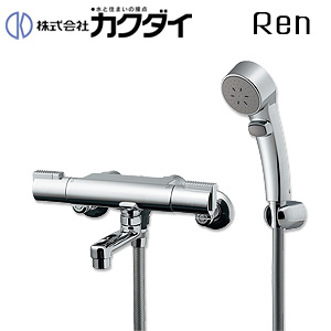 浴室用蛇口 Ren[壁][洗い場専用][サーモスタット付シャワーバス混合水栓][首長80mm][一般地]
