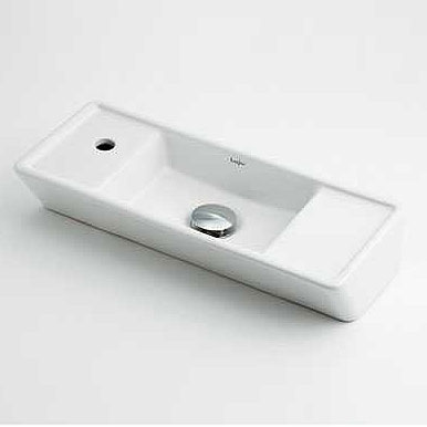 手洗器単品[ベッセル式][角形][水栓取付穴径:φ25][左側1ヶ所][Luju]