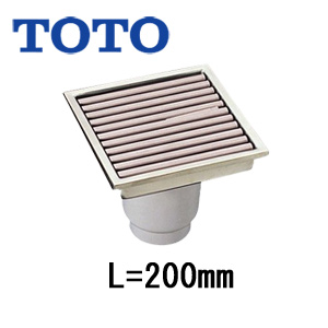 ●浴室排水ユニット[樹脂製グレーチング][非防水層タイプ][縦引きトラップ][200角タイル用][長さ200タイプ][浴槽部材]