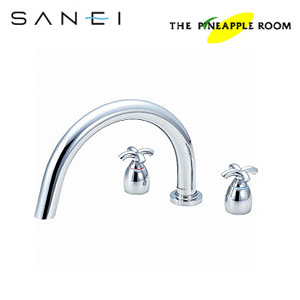 浴室用蛇口 THE PINEAPPULE ROOMシリーズ[台][ツーバルブデッキ混合水栓][スパウト285mm][湯水芯200mm][一般地]