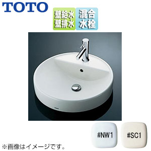 洗面器セット[ベッセル式][丸形][台付シングル混合水栓][TLG11302J][壁排水][壁給水]