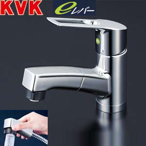 ○洗面用蛇口[台][シングルレバー混合水栓][eレバー水栓][シャワー引出