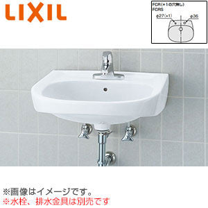 洗面器単品[壁掛式][角形][そで無大形][水栓取付穴径:φ36][右側1ヶ所