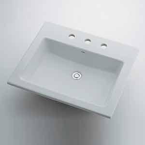 洗面器単品[オーバーカウンター式][角形][水栓取付穴径:φ35][3ヶ所][Luju]