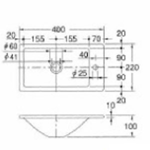 493-010-CB｜カクダイ手洗器単品[オーバーカウンター式][角形]