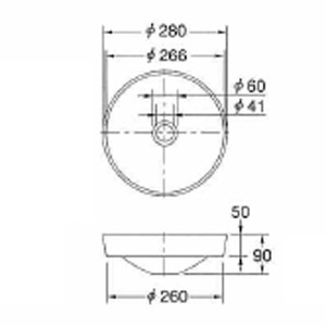 493-012-YG｜カクダイ丸型手洗器単品[瑠珠][半埋込]