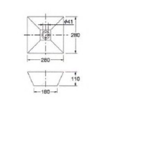 493-082｜カクダイ手洗器単品[ベッセル式][角形]