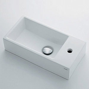 手洗器単品[壁掛式][角形][400×200][水栓取付穴径:φ25][右側1ヶ所][Luju]