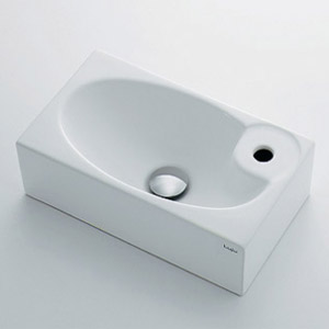 手洗器単品[壁掛式][角形][350×200][水栓取付穴径:φ25][右側1ヶ所][Luju]