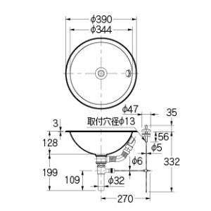 493-127-D｜カクダイ洗面器単品[オーバーカウンター式][丸形]