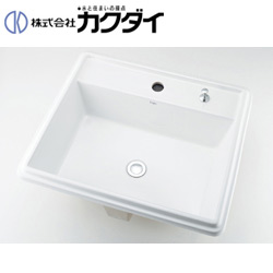 洗面器単品[オーバーカウンター式][角形][水栓取付穴径:φ35][中央1ヶ所][排水上部セット(ポップアップ独立つまみタイプ)付][Luju]