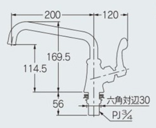 700-707-20QR｜カクダイキッチン用蛇口[台][厨房用立形自在水栓]