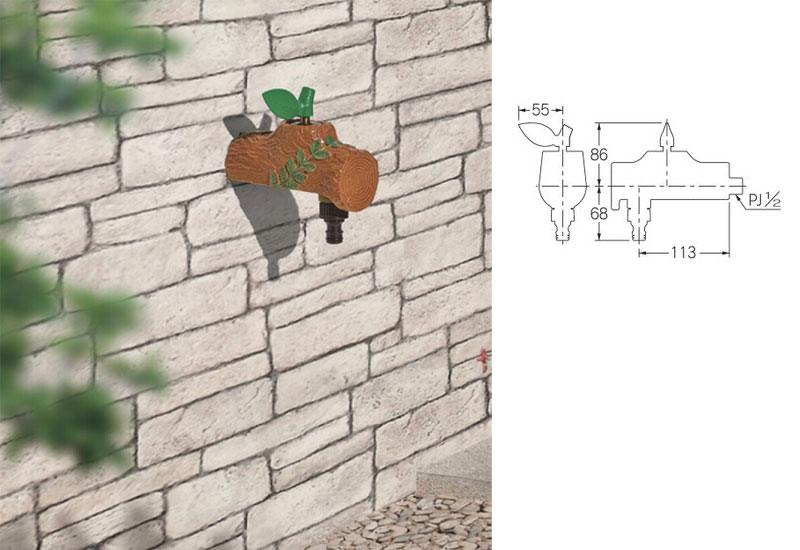 一般用蛇口 アバンギャルド[壁][単水栓][横水栓][スパウト113mm][おみずがでるとうきのまるた][一般地]