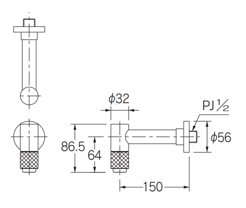洗面用蛇口 魚子シリーズ[壁][単水栓][横水栓][一般地]
