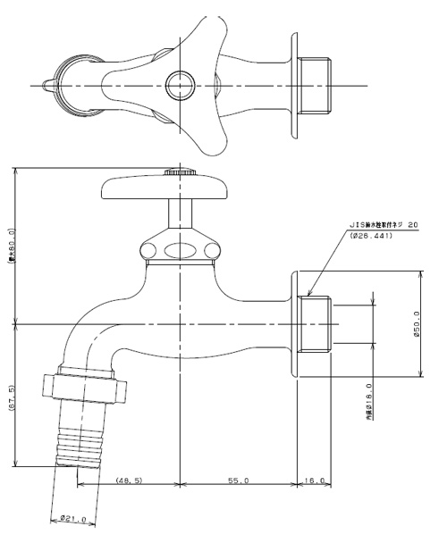7030J-20｜カクダイ一般用蛇口[壁][単水栓]