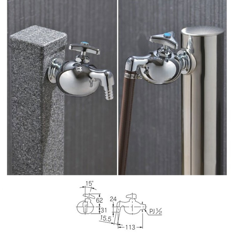 洗面用蛇口 DaReya[壁][単水栓][横水栓][スパウト113mm][誰や！またホースの先踏んでんのん？！][一般地]