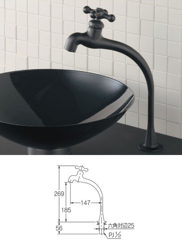 洗面用蛇口 ALTER[台][単水栓][立水栓][スパウト147mm][吐水口高さ185mm][びよーん3.1.0][一般地]