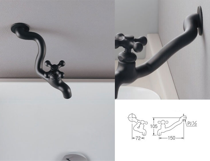 洗面用蛇口 ALTER[壁][単水栓][横水栓][スパウト150mm][にょろ〜ん0.3.1][一般地]