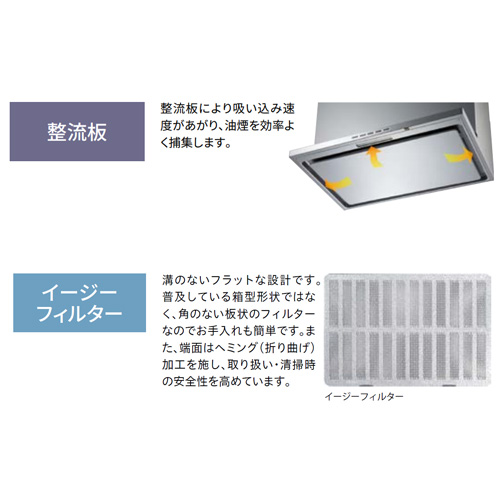 【ィルター】 富士工業 ADR-3A-9017L SI シルバーメタリック スタンダード レンジフード 間口900mm 高さ700mm 左排気