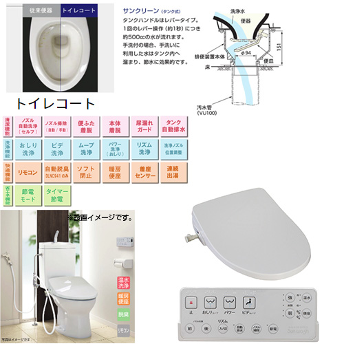 AF450KTR941(LW)｜アサヒ衛陶簡易水洗トイレセット サンクリーン+サン