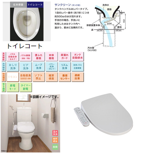 AF450TR911(LW)｜アサヒ衛陶簡易水洗トイレセット サンクリーン+サン