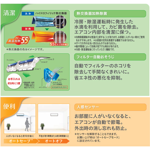 AS-RH220K+AO-RH220K｜富士通ゼネラルルームエアコン[RHシリーズ][100V]