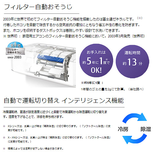 AS-XS40H-W+AO-XS40H｜富士通ゼネラルルームエアコン[XSシリーズ][100V]