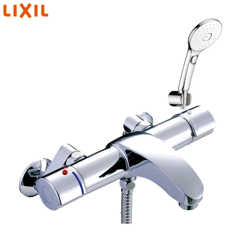 ●浴室用蛇口 アウゼ[壁][洗い場専用][サーモスタット付シャワーバス混合水栓][エコアクアPlus][スイッチ付][めっき][吐水口110mm][寒冷地]