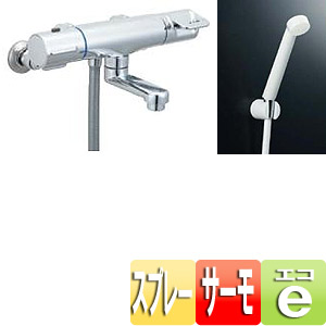 浴室用蛇口 クロマーレ[壁][洗い場専用][サーモスタット付シャワーバス混合水栓][エコフルスプレーシャワー][一般地]