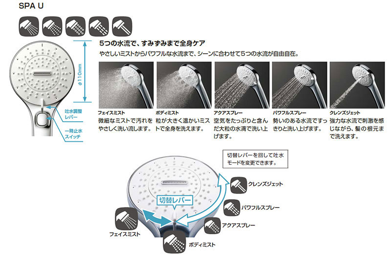 浴室用蛇口 ジュエラ[壁][洗い場専用][サーモスタット付シャワーバス混合水栓][SPA U][めっき][吐水口87mm][寒冷地]