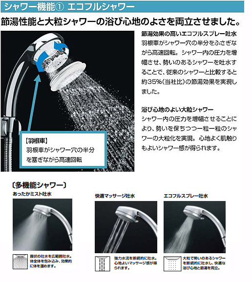 浴室用蛇口 クロマーレS[壁][洗い場専用][サーモスタット付シャワーバス混合水栓][エコフル多機能シャワー][吐水口90mm][一般地]