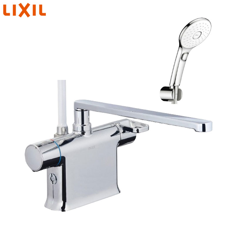 ●浴室用蛇口 クロマーレS[台][デッキタイプ][サーモスタット付シャワーバス混合水栓][エコアクアPlus][スイッチ付][めっき][可変ピッチ式][吐水口300mm][寒冷地]