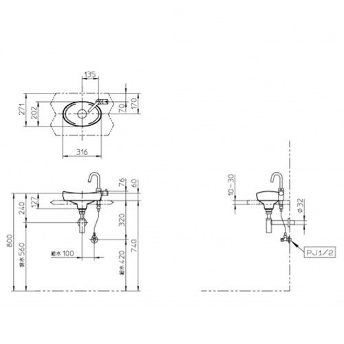 CEL537-MW-set｜CERAベッセル式手洗器セット[セラオリジナルコレクション][据置型]