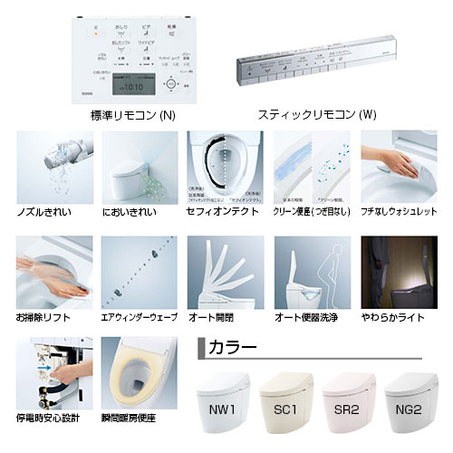 ●タンクレストイレ ネオレストAHタイプ[AH2W][床:排水芯200mm][給水:隠蔽][タンクレス便器][一般地][寒冷地(流動方式)][標準リモコン][ホワイトグレー]