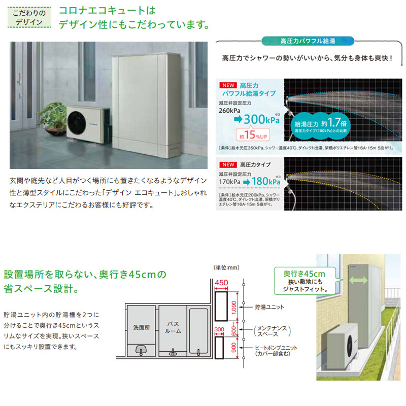 ♪【10年保証付】【工事費込】エコキュート[脚部カバー付属][フルオート][300L][薄型][デザインエコ][パワフル高圧][一般地][シルバー][リモコンセット]