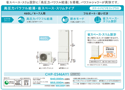 Chp Es46ay1 Coronaエコキュート 貯湯ユニット ヒートポンプユニット フルオート