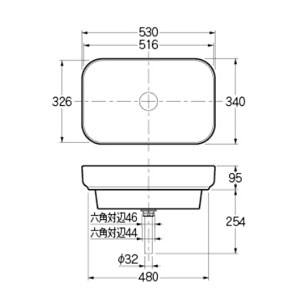 CL-8769AC｜カクダイ角型洗面器[Claytan][半埋め]