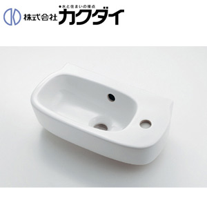角型手洗器単品 Claytan[壁掛][オーバーフロー付き][水栓取付穴径：φ35][右側1ヶ所]