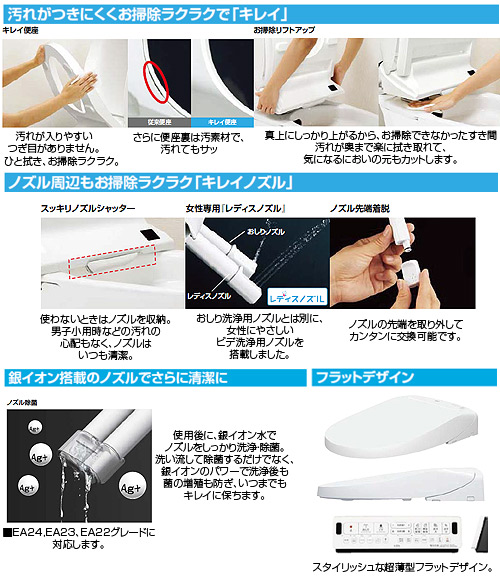 シャワートイレ パッソ[EA22][瞬間式][大型共用便座][オート洗浄][温風乾燥][アメージュZ便器用][ブルーグレー]