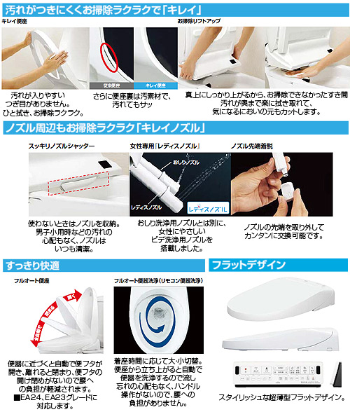 シャワートイレ パッソ[EA23][瞬間式][大型共用便座][オート洗浄][オート開閉][温風乾燥][アメージュZ便器用][ピュアホワイト]