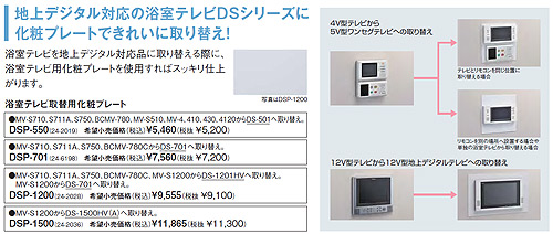 DSP-1200｜リンナイ浴室テレビ取替用化粧プレート[498×310][給湯器部材]