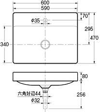 DU-2355600000｜カクダイ洗面器単品[ベッセル式][半埋込]