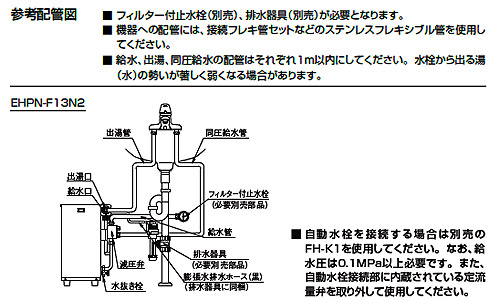 EHPN-F13N2+EFH-4MK-1H2｜LIXILゆプラス小型電気温水器[タンク容量13リットルタイプ][一般住宅用