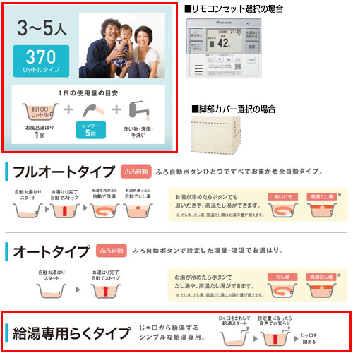 ●エコキュート[給湯専用][370L][角型][パワフル高圧][一般地][リモコン脚部カバー]