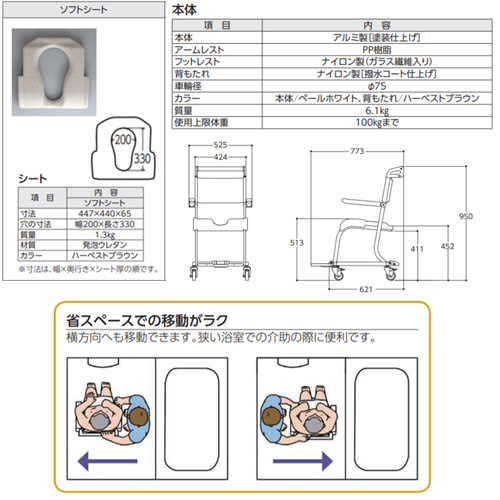 水回り用車椅子 トイレ 入浴 介護用 車椅子 Toto 軽量 小回りが聞く-