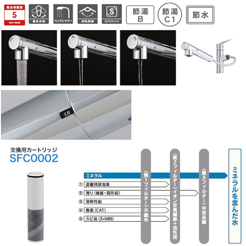 クリンスイ f428hs-t 三菱ケミカル 水栓 浄水機能付き 複合水栓 - 浄水機