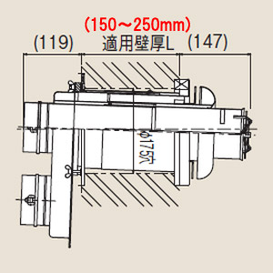 FFT-10-200C｜リンナイ2本管給排気筒トップ[φ100][壁厚L=150〜250]