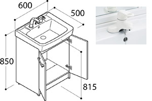 化粧台本体 オフト[間口600mm][シングルレバー混合水栓][ゴム栓式]