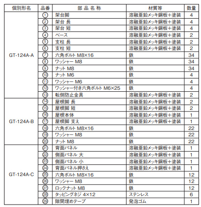 GT-124A-A+GT-124A-B+GT-124A-C｜三菱電機防雪架台セット[高置台][屋根]