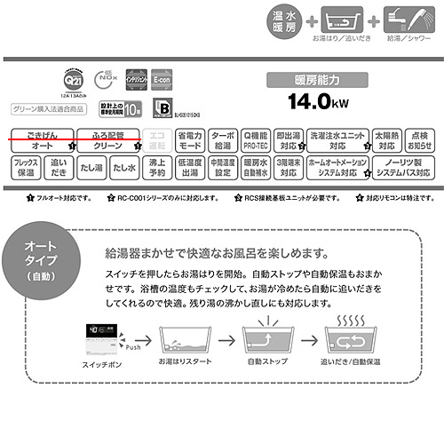 ●熱源機[本体のみ][1温度][暖房能力14.0kW][屋外壁掛型][PS設置型][前面排気][オート][24号]